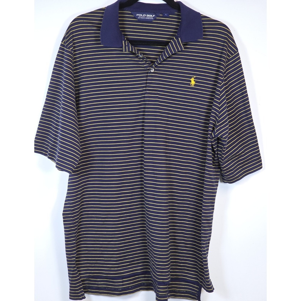 Polo Golf Ralph Lauren Pima Cotton Short Sleeve Blue Stripe Polo Shirt Men Large